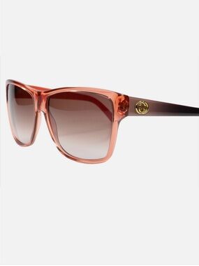 Gucci GG3579S Light Crystal Rose Square Sunglasses with Gradient Brown Lenses